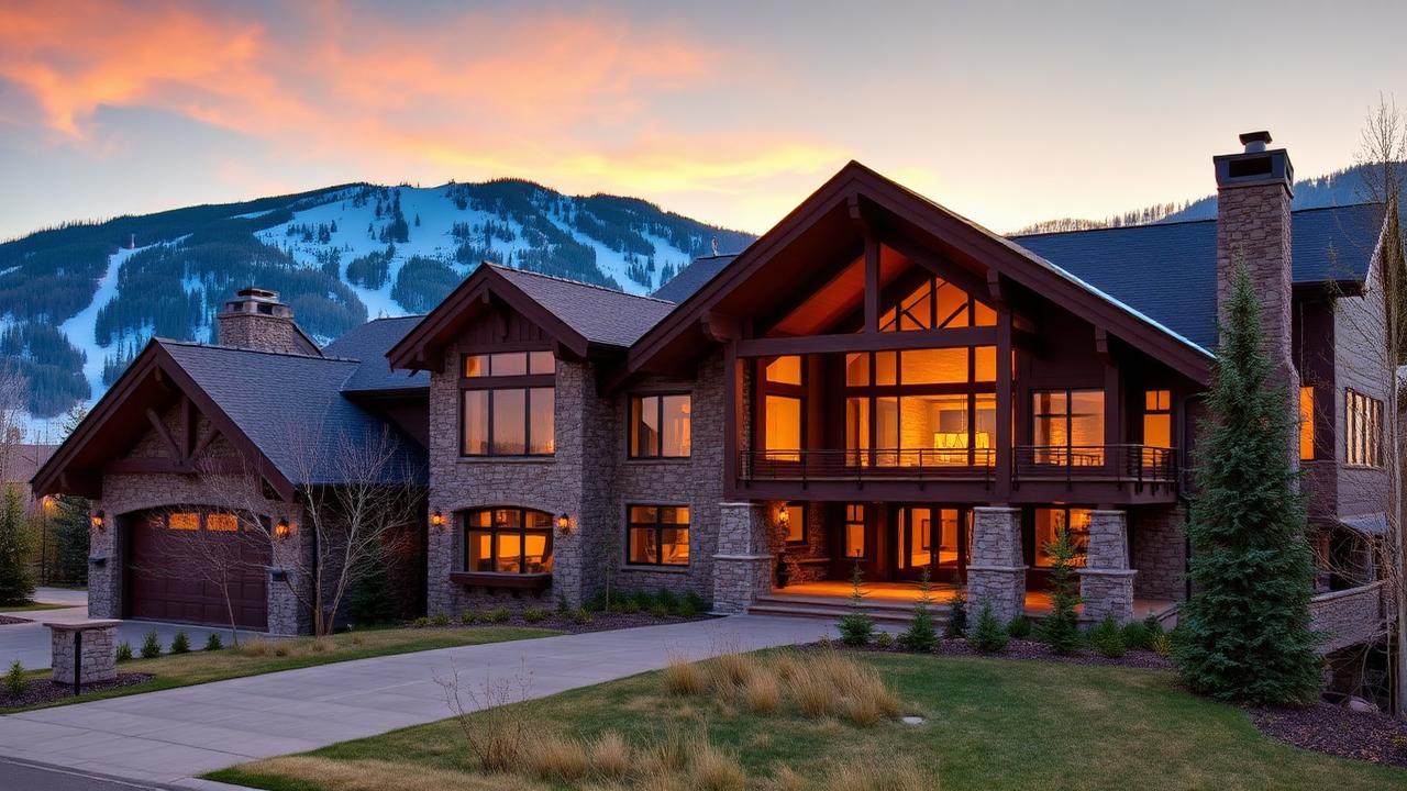 Luxury mountain home in Snowmass Village Colorado with ski slopes and mountain views
